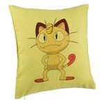 Casa si Gradina - Textile si covoare - Perne si pilote - Perne decorative - Perna Decorativa, Model Pisica Pokemon, 40x40 cm, Verde, Husa Detasabila, Burduf - Infinity.ro