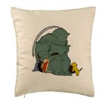 Casa si Gradina - Textile si covoare - Perne si pilote - Perne decorative - Perna Decorativa cu Full Metal Alchemist, 40x40 cm, Bej, Husa Detasabila, Burduf - Infinity.ro