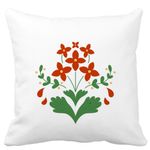 Casa si Gradina - Textile si covoare - Perne si pilote - Perne decorative - Perna Decorativa Patrata Florale Rosii, 40x40 cm, Alb mat, Husa Detasabila, Burduf - Infinity.ro