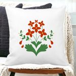 Casa si Gradina - Textile si covoare - Perne si pilote - Perne decorative - Perna Decorativa Patrata Florale Rosii, 40x40 cm, Alb mat, Husa Detasabila, Burduf - Infinity.ro