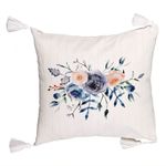Casa si Gradina - Textile si covoare - Perne si pilote - Perne decorative - Perna Decorativa cu Franjuri, Model Florale Ecrustre, 45x45 cm, Ecru, Cu fermoar - Infinity.ro