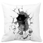 Casa si Gradina - Textile si covoare - Perne si pilote - Perne decorative - Perna Decorativa cu Attack on Titan, 40x40 cm, Alb mat, Husa Detasabila, Burduf - Infinity.ro