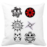 Casa si Gradina - Textile si covoare - Perne si pilote - Perne decorative - Perna Decorativa cu Naruto symbols, 40x40 cm, Alb mat, Husa Detasabila, Burduf - Infinity.ro