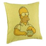 Casa si Gradina - Textile si covoare - Perne si pilote - Perne decorative - Perna Decorativa, Model Simpsons Homer, 40x40 cm, Verde, Husa Detasabila, Burduf - Infinity.ro
