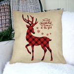 Casa si Gradina - Textile si covoare - Perne si pilote - Perne decorative - Perna Decorativa de Craciun cu Ren si Text 2, 40x40 cm, Husa Detasabila, Burduf - Infinity.ro
