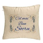 Casa si Gradina - Textile si covoare - Perne si pilote - Perne decorative - Perna Decorativa pentru Socrul 1, 40x40 cm, Bej, Husa Detasabila, Burduf - Infinity.ro