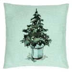 Casa si Gradina - Textile si covoare - Perne si pilote - Perne decorative - Perna Decorativa cu tematica de Craciun, Brad 1, 40x40 cm, Verde Menta, Husa Detasabila, Burduf - Infinity.ro