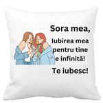 Casa si Gradina - Textile si covoare - Perne si pilote - Perne decorative - Perna Decorativa Sora mea 14, 40x40 cm, Alb mat, Husa Detasabila, Burduf - Infinity.ro