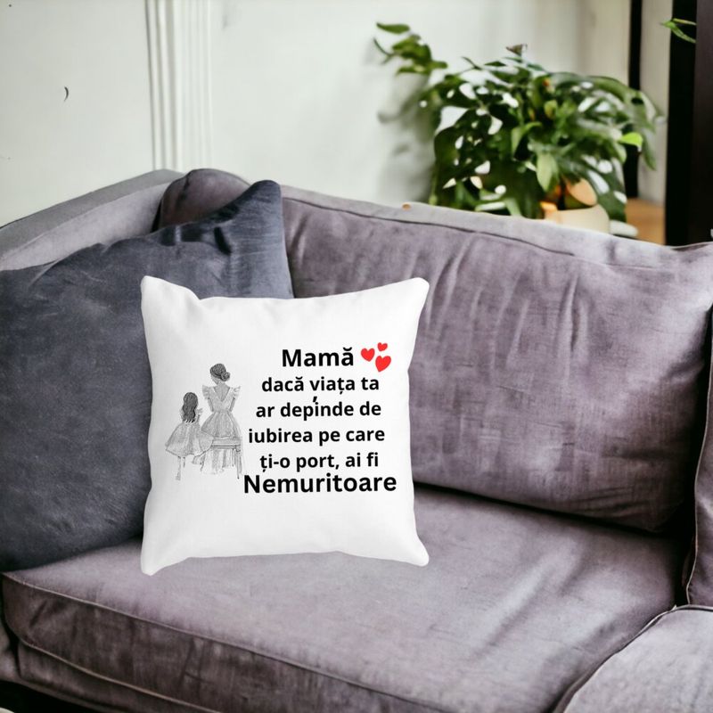 Casa si Gradina - Textile si covoare - Perne si pilote - Perne decorative - Perna Decorativa pentru Mama 3,40x40 cm, Alb mat, Husa Detasabila, Burduf - Infinity.ro