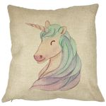 Casa si Gradina - Textile si covoare - Perne si pilote - Perne decorative - Perna Decorativa Patrata Unicorns, 40x40 cm, Husa Detasabila, Burduf - Infinity.ro