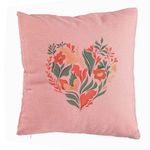 Casa si Gradina - Textile si covoare - Perne si pilote - Perne decorative - Perna Decorativa, Model Love Flowers, 40x40 cm, Roz, Husa Detasabila, Burduf - Infinity.ro