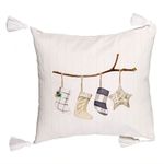 Casa si Gradina - Textile si covoare - Perne si pilote - Perne decorative - Perna Decorativa cu Franjuri cu tematica de Craciun, 10, 45x45 cm, Ecru, Cu fermoar - Infinity.ro