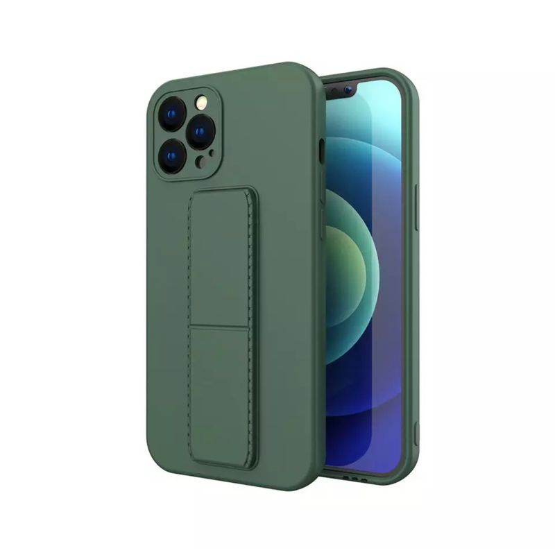 Laptop, Telefoane si Tablete - Telefoane mobile si accesorii - Accesorii Telefoane - Huse telefoane - Husa cu suport magnetic metalic si silicon pentru iPhone 13 Pro, in culoarea Verde - Infinity.ro
