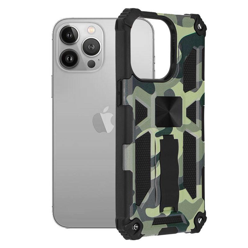 Laptop, Telefoane si Tablete - Telefoane mobile si accesorii - Accesorii Telefoane - Huse telefoane - Husa de protectie cu magnet auto, compatibil cu iPhone 13 Pro, Camuflaj - Infinity.ro