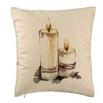 Casa si Gradina - Textile si covoare - Perne si pilote - Perne decorative - Perna Decorativa cu tematica de Craciun, Lumanari 1, 40x40 cm, Bej, Husa Detasabila, Burduf - Infinity.ro