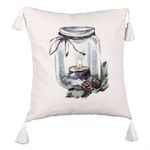 Casa si Gradina - Textile si covoare - Perne si pilote - Perne decorative - Perna Decorativa cu Franjuri cu tematica de Craciun, 13, 45x45 cm, Ecru, Cu fermoar - Infinity.ro