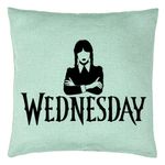 Casa si Gradina - Textile si covoare - Perne si pilote - Perne decorative - Perna Decorativa, Model Wednesday Addams 4, 40x40 cm, Verde Menta, Husa Detasabila, Burduf - Infinity.ro