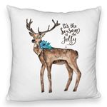 Casa si Gradina - Textile si covoare - Perne si pilote - Perne decorative - Perna Decorativa Fluffy de Craciun Ren si text, 3, 40x40 cm, Alb, Husa Detasabila, Burduf - Infinity.ro