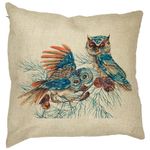 Casa si Gradina - Textile si covoare - Perne si pilote - Perne decorative - Perna Decorativa de Craciun Bufnita Colorfull, 40x40 cm, Husa Detasabila, Burduf - Infinity.ro