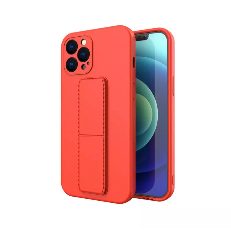 Laptop, Telefoane si Tablete - Telefoane mobile si accesorii - Accesorii Telefoane - Huse telefoane - Husa magnetica pentru iPhone 13 Pro, cu stand si protectie din silicon, in culoarea rosie - Infinity.ro