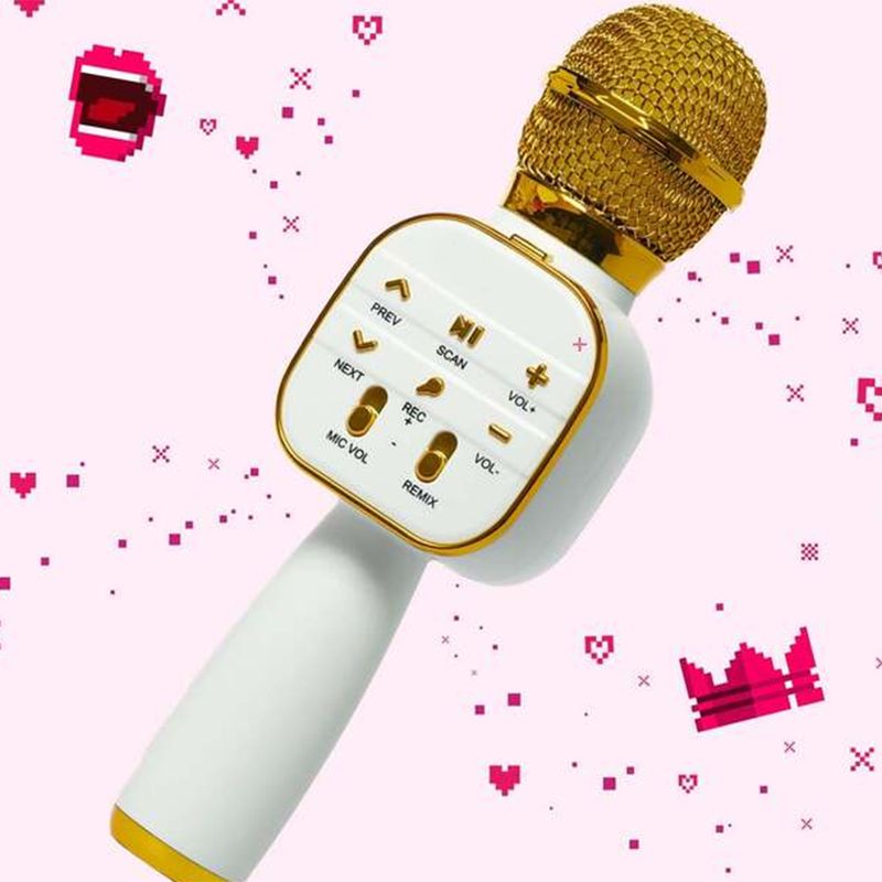 TV, Audio-Video si Foto - Audio profesionale - Microfoane - Microfon Wireless Karaoke MRG MDS813, Reincarcabil, Boxa, Gold - Infinity.ro