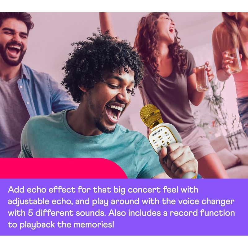 TV, Audio-Video si Foto - Audio profesionale - Microfoane - Microfon Wireless Karaoke MRG MDS813, Reincarcabil, Boxa, Gold - Infinity.ro