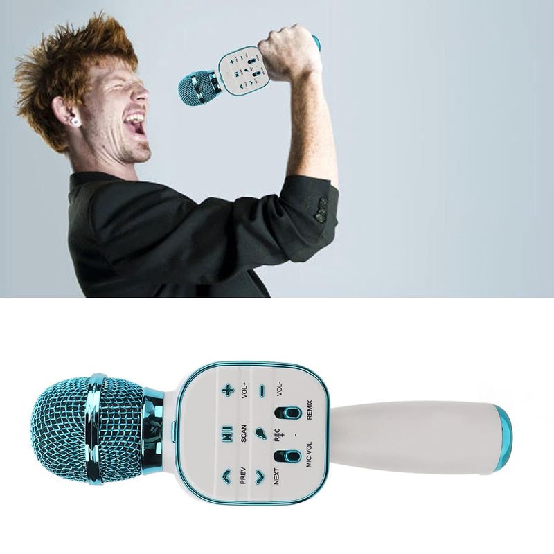 TV, Audio-Video si Foto - Audio profesionale - Microfoane profesionale - Microfon Wireless Karaoke MRG MDS813, Reincarcabil, Boxa, Albastru - Infinity.ro