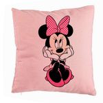 Casa si Gradina - Textile si covoare - Perne si pilote - Perne decorative - Perna Decorativa, Model copii Minnie Mouse, 40x40 cm, Roz, Husa Detasabila, Burduf - Infinity.ro