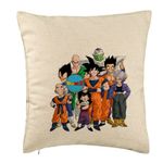 Casa si Gradina - Textile si covoare - Perne si pilote - Perne decorative - Perna Decorativa cu Dragonball Characters 2, 40x40 cm, Bej, Husa Detasabila, Burduf - Infinity.ro