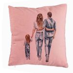 Casa si Gradina - Textile si covoare - Perne si pilote - Perne decorative - Perna Decorativa, Model Family in Blue, 40x40 cm, Roz, Husa Detasabila, Burduf - Infinity.ro