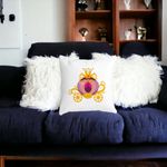 Casa si Gradina - Textile si covoare - Perne si pilote - Perne decorative - Perna Decorativa Patrata Caleasca Regala, 40x40 cm, Alb mat, Husa Detasabila, Burduf - Infinity.ro
