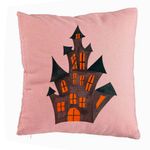 Casa si Gradina - Textile si covoare - Perne si pilote - Perne decorative - Perna Decorativa cu motiv de Halloween 6, 40x40 cm, Roz, Husa Detasabila, Burduf - Infinity.ro