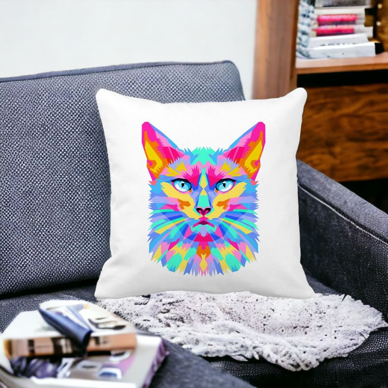 Casa si Gradina - Textile si covoare - Perne si pilote - Perne decorative - Perna Decorativa Patrata Contrast Cat, 40x40 cm, Alb mat, Husa Detasabila, Burduf - Infinity.ro