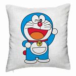 Casa si Gradina - Textile si covoare - Perne si pilote - Perne decorative - Perna Decorativa, Model copii Doraemon, 40x40 cm, Alb Murdar, Husa Detasabila, Burduf - Infinity.ro