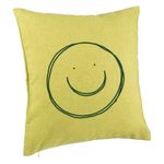 Casa si Gradina - Textile si covoare - Perne si pilote - Perne decorative - Perna Decorativa, Model Smiley Face, 40x40 cm, Verde, Husa Detasabila, Burduf - Infinity.ro