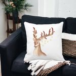 Casa si Gradina - Textile si covoare - Perne si pilote - Perne decorative - Perna Decorativa de Craciun cu Ren, 1, 40x40 cm, Alb mat, Husa Detasabila, Burduf - Infinity.ro