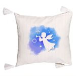 Casa si Gradina - Textile si covoare - Perne si pilote - Perne decorative - Perna Decorativa cu Franjuri cu tematica de Craciun, Inger, 45x45 cm, Ecru, Cu fermoar - Infinity.ro