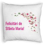 Casa si Gradina - Textile si covoare - Perne si pilote - Perne decorative - Perna Decorativa Fluffy, Model Felicitari de Sfanta Maria, 40x40 cm, Alb, Husa Detasabila, Burduf - Infinity.ro