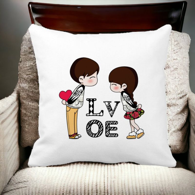 Casa si Gradina - Textile si covoare - Perne si pilote - Perne decorative - Perna Decorativa Patrata Super Love, 40x40 cm, Alb mat, Husa Detasabila, Burduf - Infinity.ro