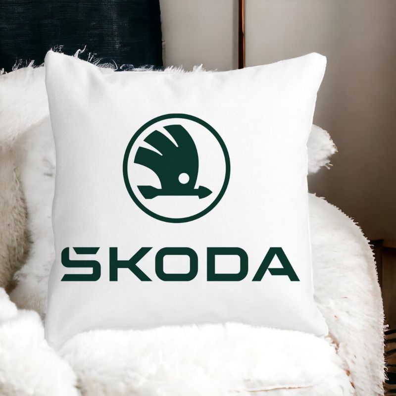 Casa si Gradina - Textile si covoare - Perne si pilote - Perne decorative - Perna Decorativa Patrata Skoda, 40x40 cm, Alb mat, Husa Detasabila, Burduf - Infinity.ro
