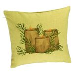Casa si Gradina - Textile si covoare - Perne si pilote - Perne decorative - Perna Decorativa cu tematica de Craciun, Lumanari, 6, 40x40 cm, Verde, Husa Detasabila, Burduf - Infinity.ro