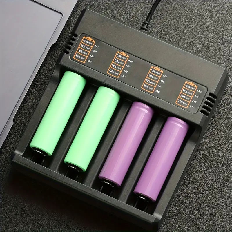 Casa si Gradina - Electrice - Accesorii electrice - Baterii, acumulatori si incarcatoare - Incarcator Li-ion MRG MS484AX , Acumulator 18650 3,7V, 4 Slot, 4Ah, 220V - Infinity.ro