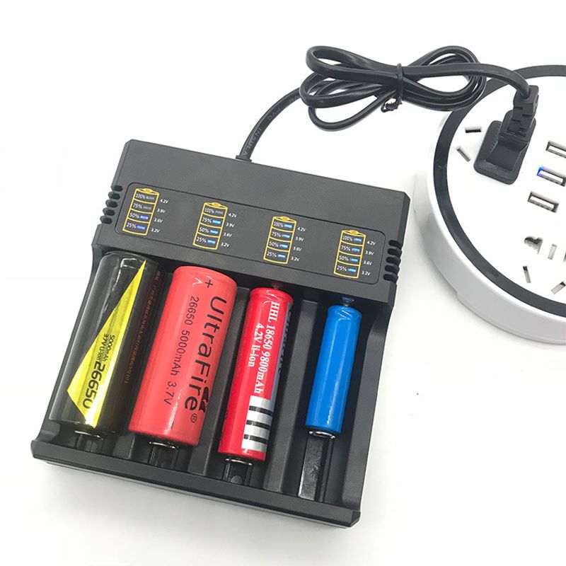 Casa si Gradina - Electrice - Accesorii electrice - Baterii, acumulatori si incarcatoare - Incarcator Li-ion MRG MS484AX , Acumulator 18650 3,7V, 4 Slot, 4Ah, 220V - Infinity.ro