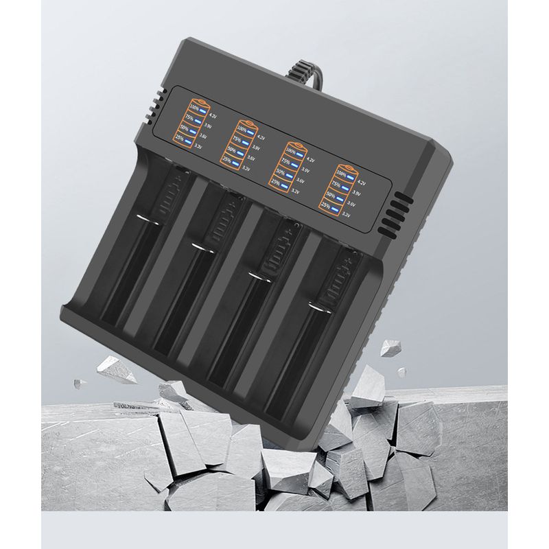 Casa si Gradina - Electrice - Accesorii electrice - Baterii, acumulatori si incarcatoare - Incarcator Li-ion MRG MS484AX , Acumulator 18650 3,7V, 4 Slot, 4Ah, 220V - Infinity.ro