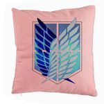 Casa si Gradina - Textile si covoare - Perne si pilote - Perne decorative - Perna Decorativa cu Attack on Titan Symbol, 40x40 cm, Roz, Husa Detasabila, Burduf - Infinity.ro