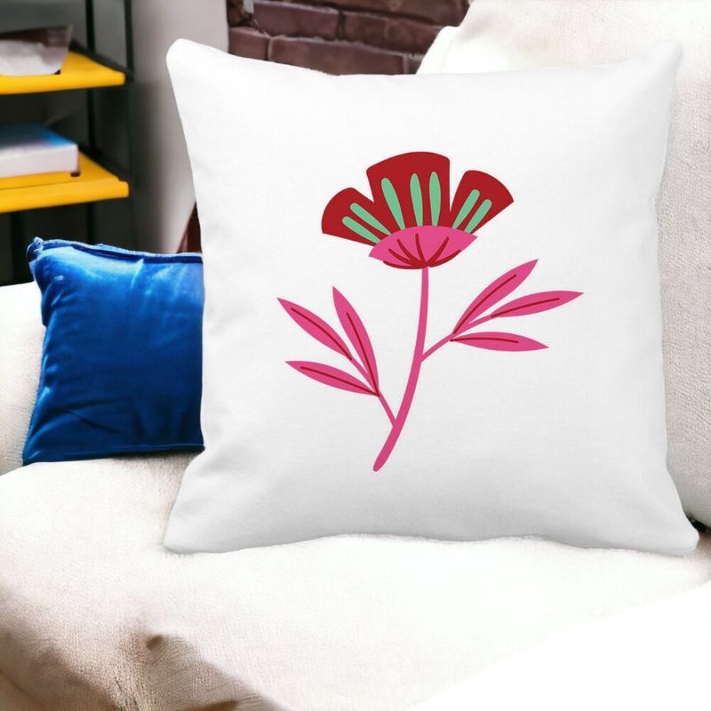 Casa si Gradina - Textile si covoare - Perne si pilote - Perne decorative - Perna Decorativa Patrata Florale Red Paradise, 40x40 cm, Alb mat, Husa Detasabila, Burduf - Infinity.ro