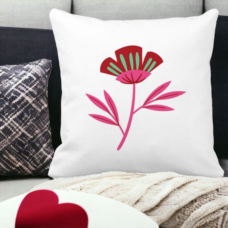 Casa si Gradina - Textile si covoare - Perne si pilote - Perne decorative - Perna Decorativa Patrata Florale Red Paradise, 40x40 cm, Alb mat, Husa Detasabila, Burduf - Infinity.ro