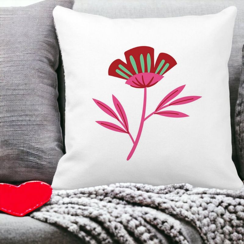 Casa si Gradina - Textile si covoare - Perne si pilote - Perne decorative - Perna Decorativa Patrata Florale Red Paradise, 40x40 cm, Alb mat, Husa Detasabila, Burduf - Infinity.ro