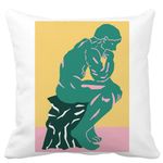 Casa si Gradina - Textile si covoare - Perne si pilote - Perne decorative - Perna Decorativa Patrata The Thinker, 40x40 cm, Alb mat, Husa Detasabila, Burduf - Infinity.ro