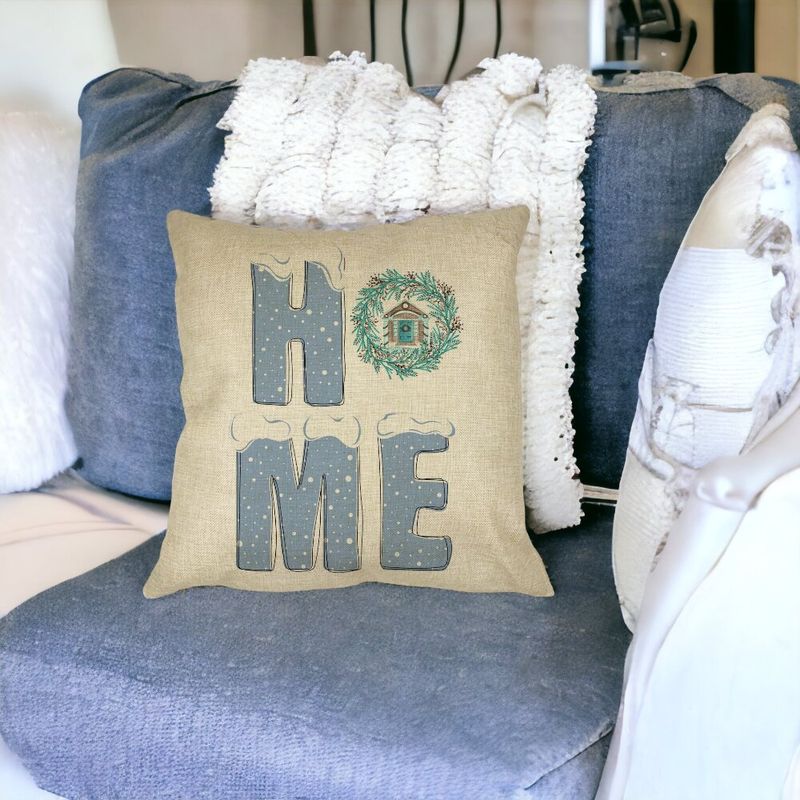 Casa si Gradina - Textile si covoare - Perne si pilote - Perne decorative - Perna Decorativa de Craciun, HOME, 40x40 cm, Husa Detasabila, Burduf - Infinity.ro